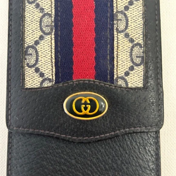 Vintage Gucci Glasses, Sunglass or Cigarette Case Blue GG Supreme Sherry Line - Picture 3 of 14